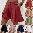thumbnail image 1 of Ahuyic Athletic Shorts for Women,Womens Running Shorts,Womens Fashion Solid Color Casual Wide Leg Ruffle Loose High Waist Shorts Pants, 1 of 1