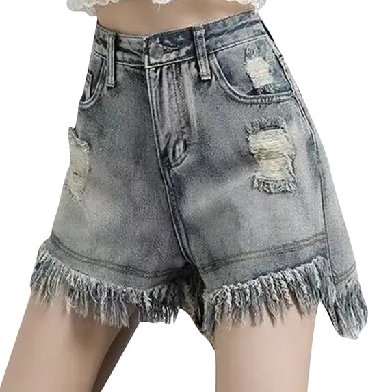 Ahuyic Athletic Shorts for Women,Womens Running Shorts,Womens Solid Color Loose Casual High Waisted Denim Shorts