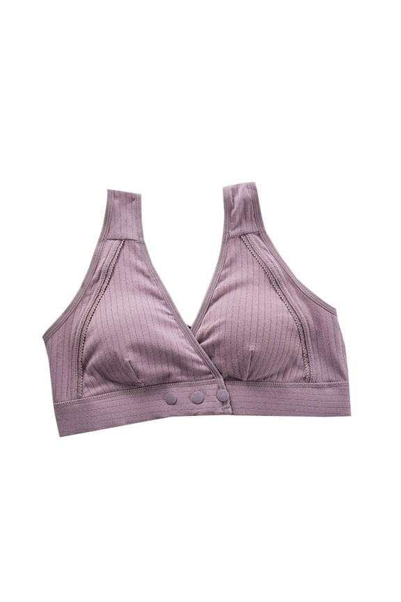 Front Closure Bras for Women Nursing Bras Breastfeeding Bra Soft Wireless Sleep Bralette Purple XXL
