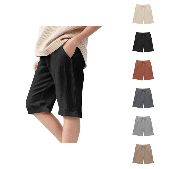 Ahuyic Girls Pants,Summer Shorts for Girls,Boys Grils Shorts Casual Pants Kids Straight Leg Drawstring Waist Loose Comfy Pants With Pockets,Black,4 Years