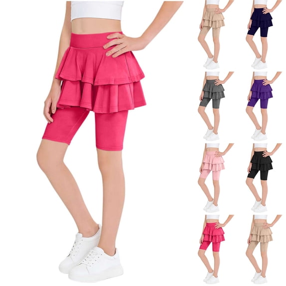 Ahuyic Girls Pants,Summer Shorts for Girls,Children's Solid Color Shorts Pajama Pants For Medium To Large Sizes With Elastic Waistband And Yoga Stretch Fabric,Khaki,9-10 Years