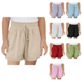 thumbnail image 1 of Ahuyic Girls Pants,Summer Shorts for Girls,Children's Summer Solid Color And Linen Ribbon Pocket Elastic Waist Sports And Leisure Shorts For Kids,Blue,7-8 Years, 1 of 6