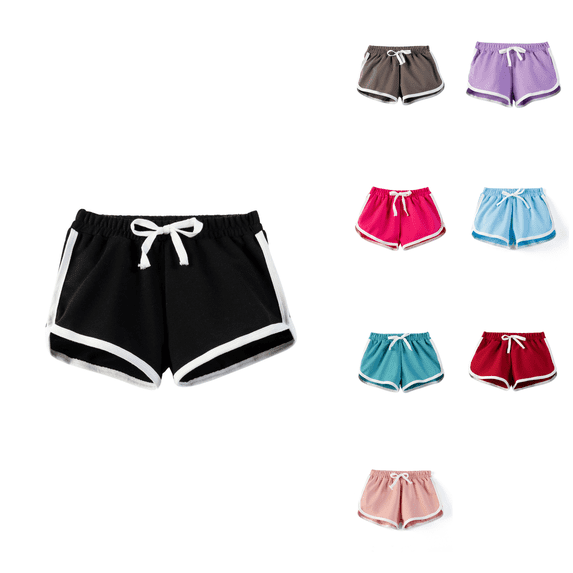 Ahuyic Girls Pants,Summer Shorts for Girls,Children's Solid Color Girls' Shorts Sports Pants Casual Home Shorts,Wine,13 Years