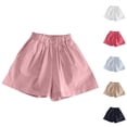 thumbnail image 1 of Ahuyic Girls Pants,Summer Shorts for Girls,Girls' Summer Fashion Solid Color Shorts Loose Shorts Elastic Waist Wide Leg Shorts,Light Blue,1 Years, 1 of 6