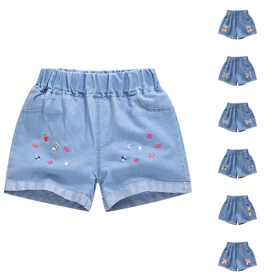 Ahuyic Girls Pants,Summer Shorts for Girls,Toddler Girls Jeans Short Pants Kids Boys Girls Jeans Shorts Casual Outerwear Pants,Blue,3 Years