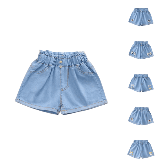 Ahuyic Girls Pants,Summer Shorts for Girls,Toddler Girls Jeans Short Pants Kids Boys Girls Jeans Shorts Casual Outerwear Pants,Blue,4 Years