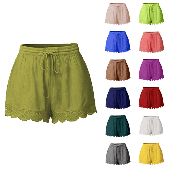 Ahuyic Girls Pants,Summer Shorts for Girls,Toddler Girls Shorts Loose Pants Fashionable Lace Splicing Shorts for Kids,Blue,11 Years