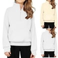 thumbnail image 1 of Ahuyic Kids Casual Long Sleeved Blouse Top, Autumns/Winter Long Sleeve For Kid, Children's Mid To Large Age Boys And Girls Autumn and Winter Solid Color Half Zipper High Neck Hooded Sweatshirt, 1 of 5