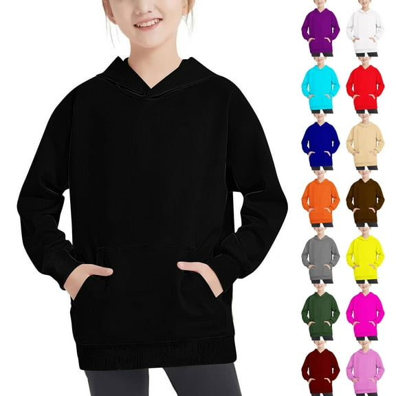 Ahuyic Kids Casual Long Sleeved Blouse Top, Autumns/Winter Long Sleeve For Kid, Crew Neck Oversized Hooded Sweatshirt Kids Fashion Long Sleeve Round-Neck Blouses & Shirts