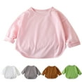 thumbnail image 1 of Ahuyic Kids Casual Long Sleeved Blouse Top, Autumns/Winter Long Sleeve For Kid, Toddler Kids Boys And Girls Fashion Cute Stripe Pocket Print Long Sleeve Round-Neck Blouses & Shirts, 1 of 5