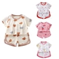 thumbnail image 1 of Summer Toddler Kids Clothing Set Shirt and Short Pants Set Boys Girls Printed Round Neck 2 Piece Outfits Children's Casual Set 7 Years Pink, 1 of 4