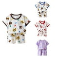 thumbnail image 1 of Ahuyic Kids Summer Casual Outfits,Boys Girls Short Sleeve Two-Piece Set,Toddler Kids Boys' Casual Short Sleeve Shorts Casual Loungewear Thin Home Clothing Two Piece Set, 1 of 5