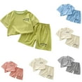 thumbnail image 1 of Ahuyic Summer Boys Girls 2 Piece Outfits,Toddler Kids Casual Clothing Set,Toddler Kids Girls Boys' Casual Short Sleeve Shorts Casual Loungewear Thin Home Clothing Two Piece Set,Blue,2 Years, 1 of 4