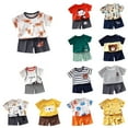 thumbnail image 1 of Ahuyic Toddler Casual Pajama Outfit Sets,Boys Girls 2 Piece Outfits,Children's Summer Home Clothing Round Neck Short Sleeved Shorts Two-Piece Set,White,120, 1 of 4