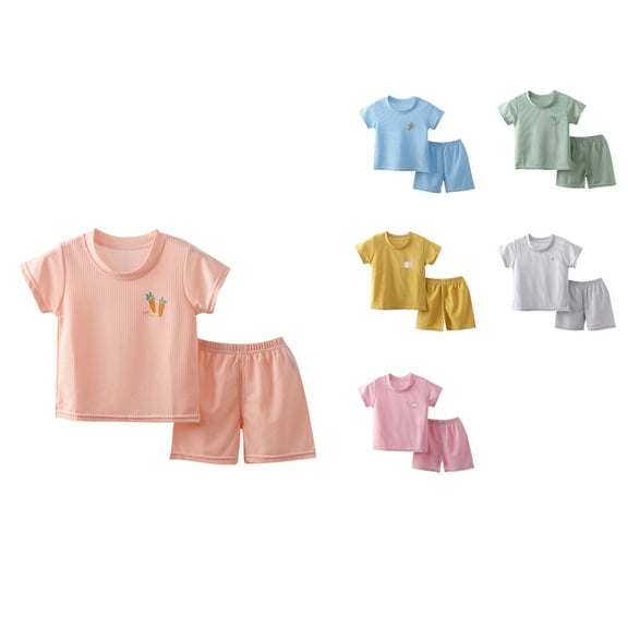 Ahuyic Kids' Summer Ice-Feel Short Sleeve Set,Kids Breathable And Skin-Friendly Outfit,Summer Girls And Boys' T-shirt Toddler Casual Pants Baby Clothes Short Sleeved Shorts Outfit