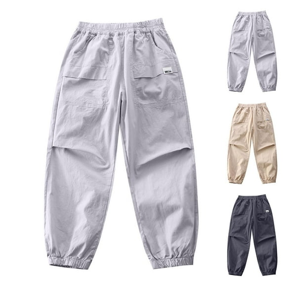 Ahuyic Summer Toddler Kids Leisure Pants,Boys Girls Long Pants,Boys' Summer Loose Casual Solid Color Proof Pants Thin Pants Elastic Sports Pant Long Pants,Brown,12 Years