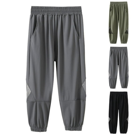 Ahuyic Summer Toddler Kids Leisure Pants,Boys Girls Long Pants,Boys' Summer Solid Color Splicing Mesh Loose And Thin Breathable Pants Elastic Sports Casual Long Pants,Gray,14 Years