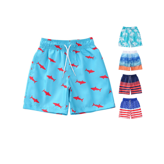 Ahuyic Stripe Print Girls Beach Shorts Drawstring Waist Kids 3-13Y