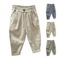 thumbnail image 1 of Ahuyic Kids Summer Pants,Casual Pants for Boys,Boys' Spring New Casual Loose Solid Color Elastic Waist Jeans And Pants, 1 of 4