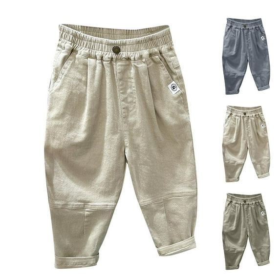 Ahuyic Kids Summer Pants,Casual Pants for Boys,Boys' Spring New Casual Loose Solid Color Elastic Waist Jeans And Pants