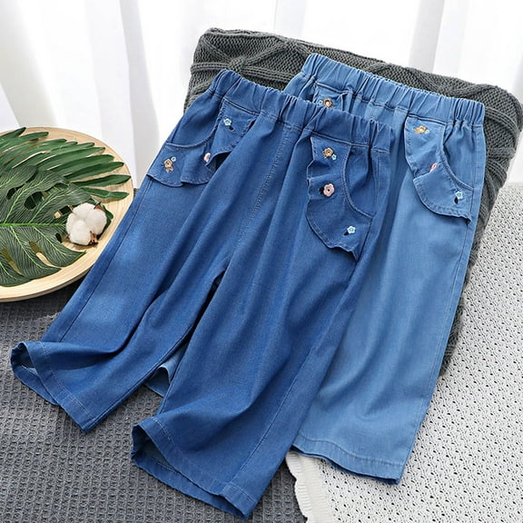 Ahuyic Kids Summer Pants,Casual Pants for Girls,Children's Jeans Summer Children's Clothing Denim Cropped Pants Thin Pants For Boys And Girls