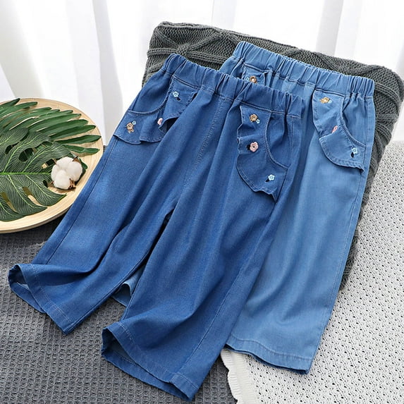 Ahuyic Kids Summer Pants,Casual Pants for Girls,Children's Jeans Summer Children's Clothing Denim Cropped Pants Thin Pants For Boys And Girls