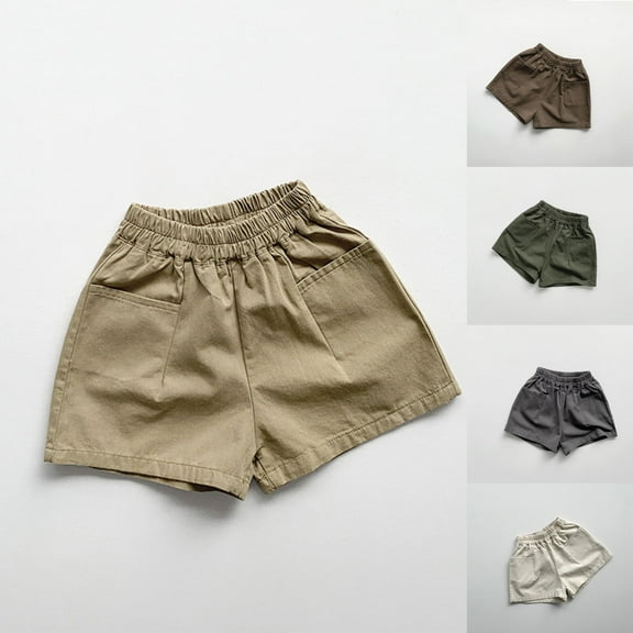 Ahuyic Summer Toddler Kids Leisure Pants,Boys Girls Shorts,Children's Summer Solid Color Casual Shorts With Loose Pockets Sports Beach Short Pants,Brown,120