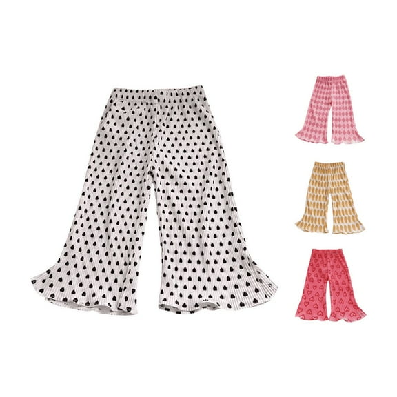 Ahuyic Kids Summer Pants,Casual Pants for Girls,Girls Summer Printed Flared Pants Thin Cut Slit Wide Leg Pants Casual Children's Pants