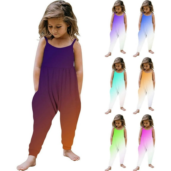 Ahuyic Kids Summer Pants,Casual Pants for Girls,Toddler Girls Kids Printing Jumpsuit Playsuit Strap Romper Summer Outfits Clothes