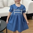 thumbnail image 1 of Ahuyic Little Girl Dresses,Kids Summer Casual Dresses,Children's Denim Skirt Lightweight Breathable And Cool In Summer Girls' Dress With Lace Round Neck, 1 of 4