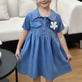 thumbnail image 1 of Ahuyic Little Girl Dresses,Kids Summer Casual Dresses,Children's Denim Skirt Lightweight Breathable And Cool In Summer Girls' Dress With Lace Round Neck, 1 of 4