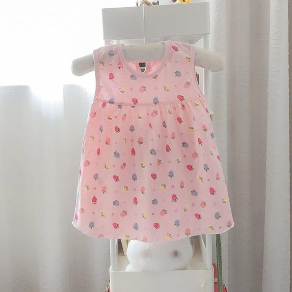 Ahuyic Little Girl Summer Casual Dress,Sleeveless Dresses for Kids,Summer Baby Girl Infant Lace Skirt Pattern Print Sleeveless Dress