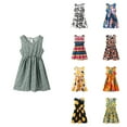 thumbnail image 1 of Ahuyic Little Girl Dresses,Summer Casual Dresses for Kids,Fashion Girls' Summer New Short Sleeve Ruffled Round-Neck Printed Dress Dress Sweet Tank Top Dress, 1 of 4