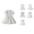 thumbnail image 1 of Ahuyic Little Girl Dresses,Summer Casual Dresses for Kids,Girls Summer Dress New Girls Solid Color Western Style Drawstring Waist White Dress Girls' Dress Princess Dress Short Sleeve Round Neck Dress, 1 of 5