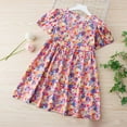 thumbnail image 1 of Ahuyic Little Girl Dresses,Summer Casual Dresses for Kids,Summer Toddler Baby Girls Short Sleeve Dress Graphic Print Puff Sleeve Dress, 1 of 4