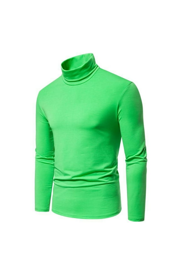 Men Slim Fit Lightweight Long Sleeve Pullover Top Turtleneck T-Shirt Mint Green S