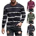 thumbnail image 1 of Ahuyic Mens Plus Size Long Sleeved Blouse, Autumns/Winter Long Sleeve Top For Men, Men Casual Round Neck Pullover Stripe Printed T-Shirt Loose Long Sleeve Round-Neck Blouses & Shirts, 1 of 5