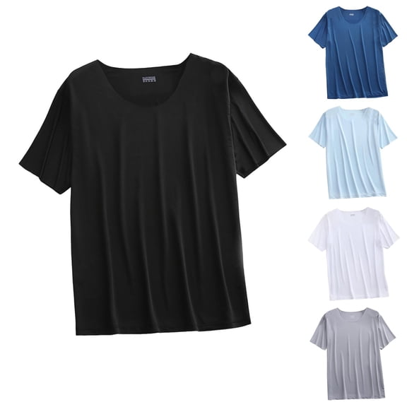 Ahuyic Mens Plus Size Top,Mens Summer Blouse,Mens Casual Fashion Sleeveless Solid Pullover Round-Neck Sports Tank White L