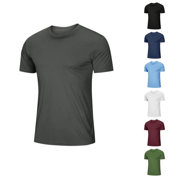 Ahuyic Mens Plus Size Top,Mens Summer Blouse,Mens Short Sleeved Sports T-shirt Running T-shirt Mens Breathable Sportswear Short Sleeved Round Neck Shirt Navy M