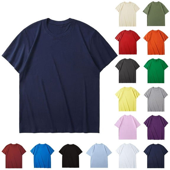 Ahuyic Mens Plus Size Top,Mens Summer Blouse,Mens Solid Color Fashion Casual Ventilate Round Neck Exercise Short Sleeve Pink XXXL