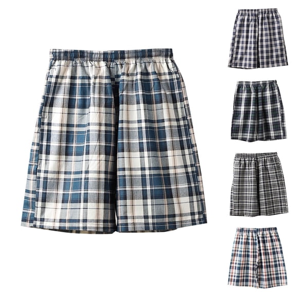 Ahuyic Mens Summer Plus Size Pants Mens Short Pants,Mens Plaid Casual Sports Pocket Shorts Beach-Pants,Orange,XL