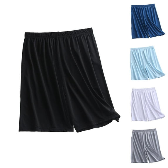 Ahuyic Mens Summer Plus Size Pants Mens Short Pants,Mens Solid Color Sleeping Pants Loose Shorts Pajamas Shorts,Black,XXXL