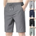 thumbnail image 1 of Ahuyic Mens Summer Plus Size Pants Mens Short Pants,Mens Summer Drawstring Elastic Waist Casual Solid Color Classic Half Short Pants,Black,XXL, 1 of 3
