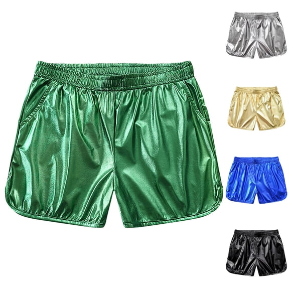 Ahuyic Mens Summer Plus Size Pants Mens Short Pants,Mens Summer Solid Color Pearlite Layer Beach Fitness Run Casual Sports Breathability Super Short Pants,Green,XL