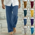 thumbnail image 1 of Ahuyic Mens Sweatpants,Sweatpants for Men Pants,Man Leisure Pocket Draw Rope Straight Tube Easy Beach Fashion Trousers, 1 of 5