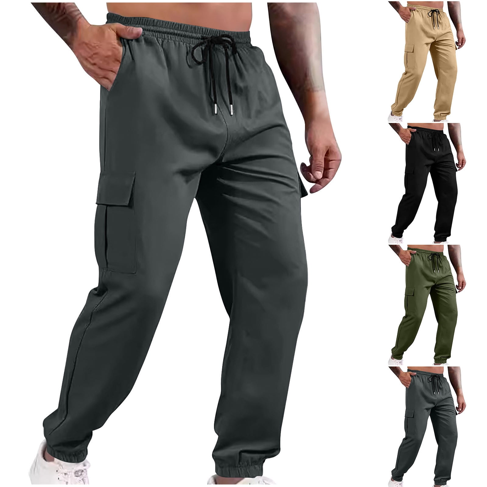 Ahuyic Mens Sweatpants,Sweatpants for Men Pants,Man Solid Color Pocket ...