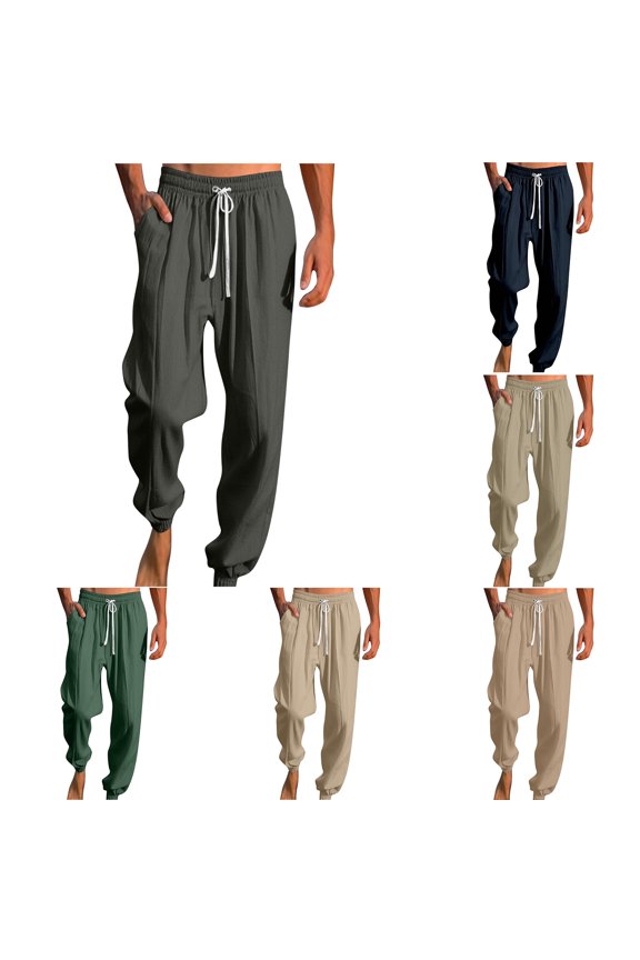 Mens Sweatpants,Sweatpants for Men Pants,Mens Elastic-Waist Strap Pocket Leg Strap Beach Tracksuit Pants
