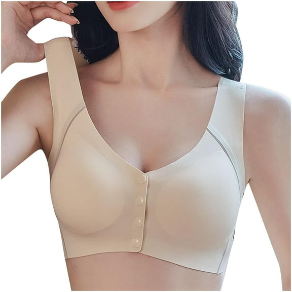 Ahuyic Nursing Bras for Breastfeeding Front Closure Bras Soft Wireless Sleep Bralette Seamless Maternity Bras Beige 3XL