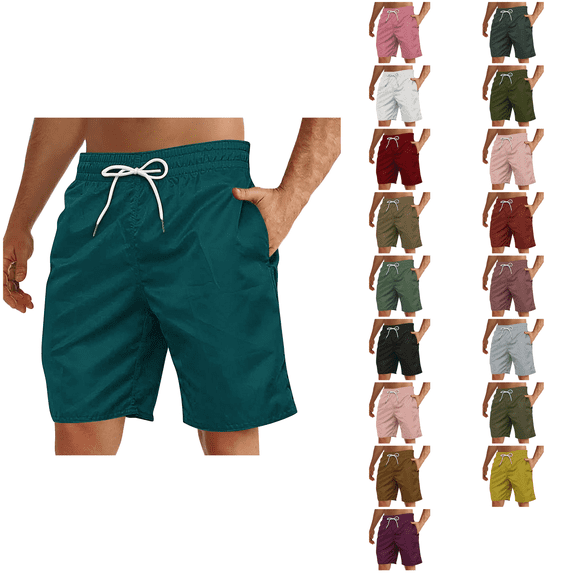 Ahuyic Plus Size Pants for Men,Mens Pants,Mens Casual Independence Day Printed Drawstring Trouser Beach Shorts Pants With Pocket,Coffee,XXL