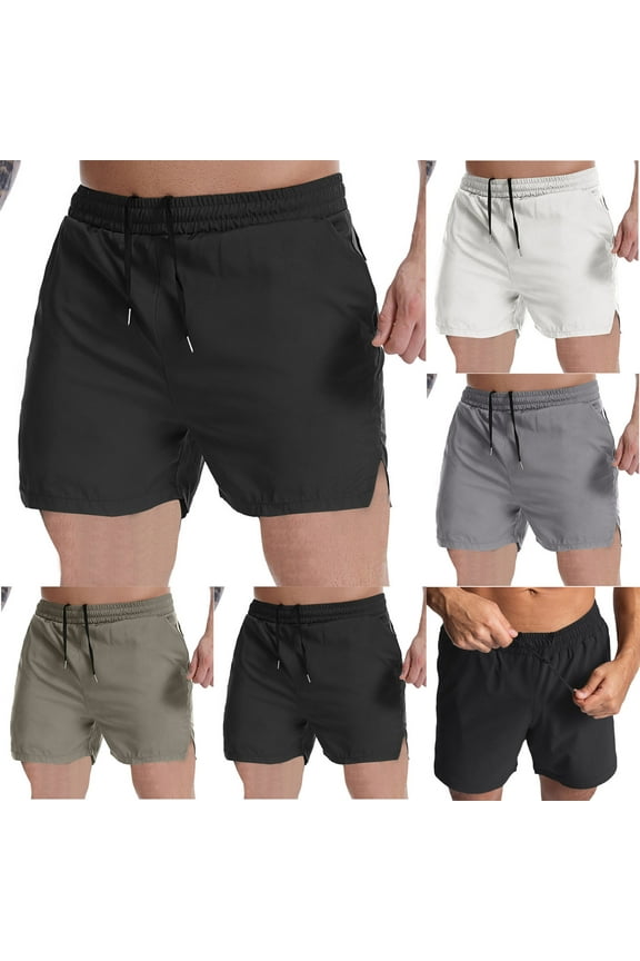 Plus Size Pants for Men,Mens Pants,Mens Gym Workout Shorts Bodybuilding Athletic Shorts Running Training With Zip Pockets Towel Loop,Gray,XL